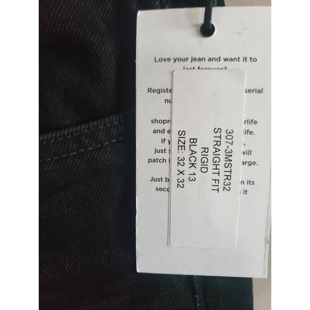 Re/Done Jean Mens 32x32 Black Straight Rigid Fit Button Fly Made In USA New - Picture 3 of 9